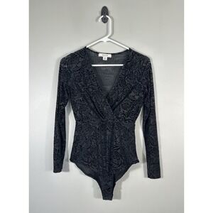 Adam Levine Bodysuit Medium Black Velvet Burnout Whimsigoth Fairy Dark Romantic